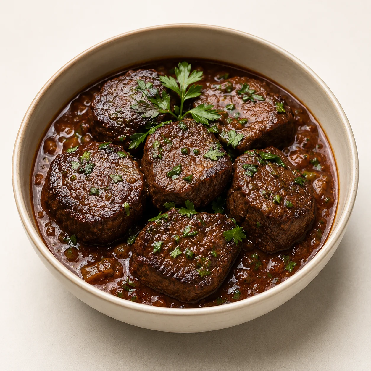 Lomo al Malbec con guarnición de papas